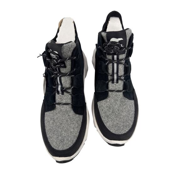 Sorel Sneaker Boot Kinetic Breakthru Caribou Womens 9.5 Black Suede Insulated WP - Picture 1 of 12